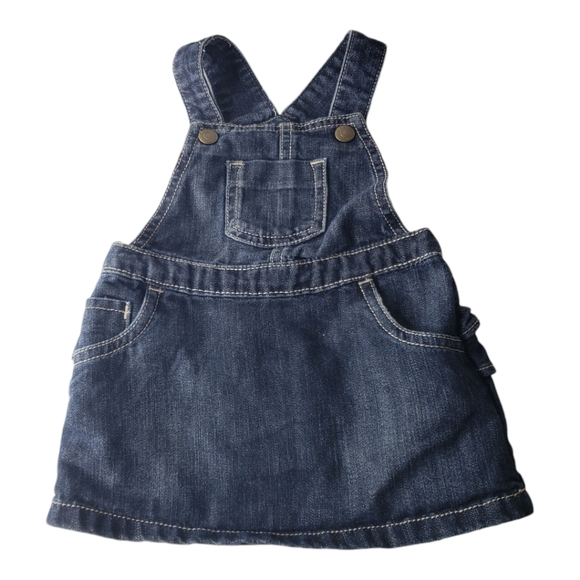 Old Navy Ruffle Butt Bibb Overall Denim Skirtals Gorp Farm Hippie 12-18 Months - Picture 1 of 4